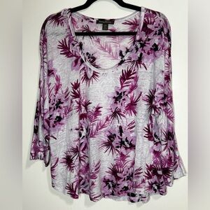 Tommy Bahama Purple Floral Long Sleeve Top